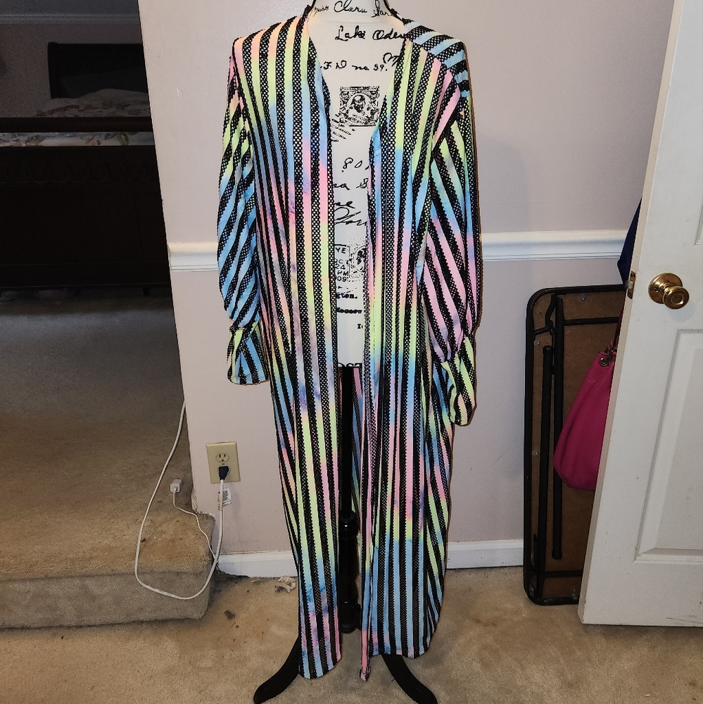 Multicolored maxi kimono